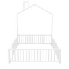 YOOCOZZ Metal House-shaped Platform Bed with Fence and Chimney Design - White - 2 of 4