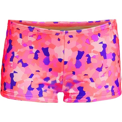 Lands' End Kids Slim Kidshort Swim Bottoms - 10 - Electric Pink Dot Camo