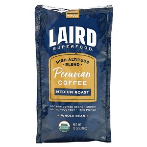 Laird Superfood Peruvian Coffee, Whole Bean, Medium Roast, 12 oz (340 g) - 1 of 2