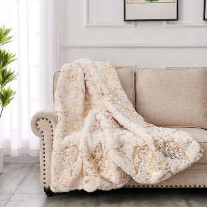 NicBex Luxury Chinchilla Faux Fur Gilded Throw Blanket for Bed Chair Sofa - 1 of 4