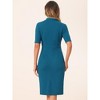 Allegra K Women's V Neck Short Sleeve Work Office Bodycon Midi Sheath Dress - 3 of 4