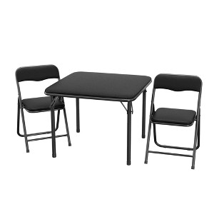 Kids Folding Table & 2 Chairs Set, Portable Steel Frame, PU Cushions, No Assembly - 1 of 4