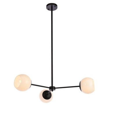 Elegant Lighting Briggs 32 inch pendant in black with white shade