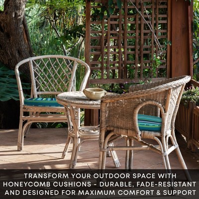 Stripe Poolside Recycled Fiberfill Weather Resistant Rounded Seat Cushions (2-Pack)