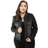 Agnes Orinda Women's Plus Size Classic Denim Long Sleeve with Pockets Fashion Jean Jackets - 3 of 4