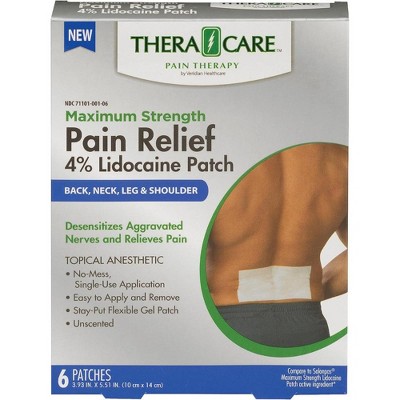 Thera Care Pain Relief 4% Lidocaine Back/Neck/Leg/Shoulder Patch, 6 Ct