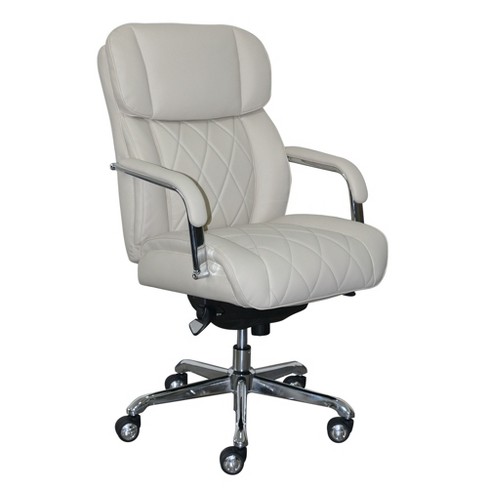 Sutherland Quilted Leather Office Chair With Padded Arms Ivory