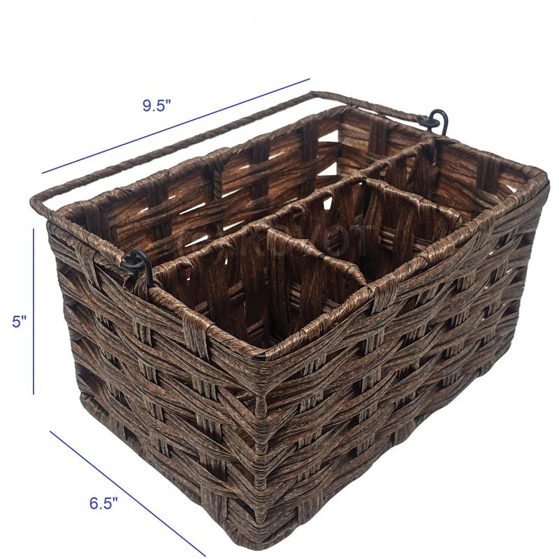 KOVOT Poly-Wicker Woven Cutlery Storage Organizer Caddy Tote Bin Basket for Kitchen Table, Measures 9.5" x 6.5" x 5", 3 of 6