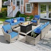XIZZI 11-Piece Furniture Set with Rectangular Fire Pit Table, Sectional Sofa and Swivel Rocking Chairs, Furniture Set with Solar Coffee Table - 3 of 4