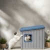 SEVOBAL Pet Crates and Houses Slanted Roof Pet House Two Entry Doors Rain Protection Simple Setup for Indoor Outdoor Use, Blue, 24.65"*21.5"*22.21" - 4 of 4