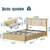 Bed Frame with Natural Rattan Headboard, Sturdy Wooden Slats, Metal Platform, Boho Cane Mattress Support, Stylish and Robust Bedroom Furniture - 2 of 4