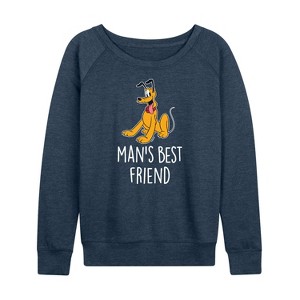 Women's - Disney - Man's Best Friend Lightweight French Terry Wide Neck Long Sleeve Shirt - 1 of 4