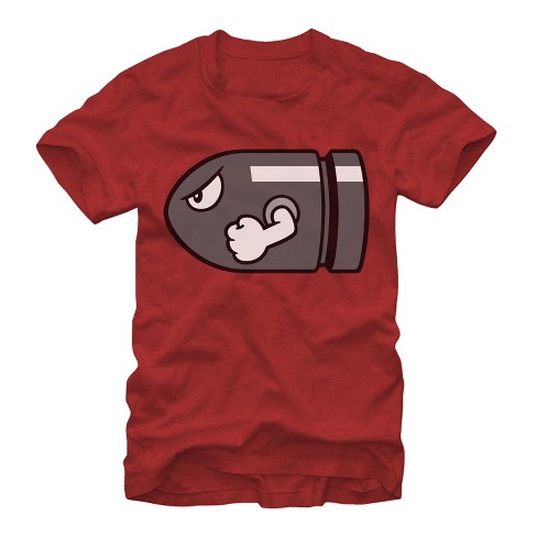 Men's Nintendo Mario Bullet Bill T-Shirt - Red Heather - Small