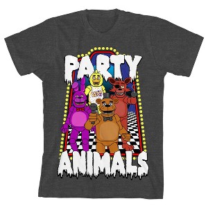 Five Nights at Freddy's Party Animals Boy's Charcoal Heather T-shirt - 1 of 3