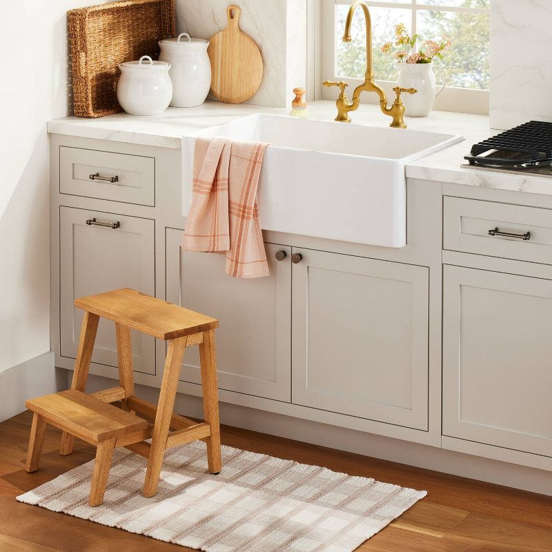 Tri-Stripe Plaid Flour Sack Kitchen Towel Blush/Tan - Hearth &#38; Hand&#8482; with Magnolia, 2 of 4