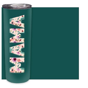 Elanze Designs Mama Floral Dark Teal 20 ounce Stainless Steel Travel Tumbler - 1 of 4