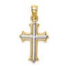 Black Bow Jewelry 14k Yellow Gold and White Rhodium Hollow Fleur de Lis Cross Pendant - 3 of 4