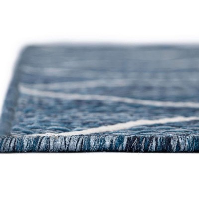 Coastal Charm Easy-Care Blue Trellis 4' x 6' Outdoor Rug