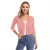 Clearlove Women's Cropped Bolero Cardigan – 3/4 Sleeve V-Neck Basic Classic Casual Button Down Knit Soft Sweater Top - 4 of 4