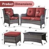 Gymojoy 6 Piece Outdoor Wicker Loveseat Sofa with Patio Chairs with Coffee Table and Ottoman Sets - 3 of 4