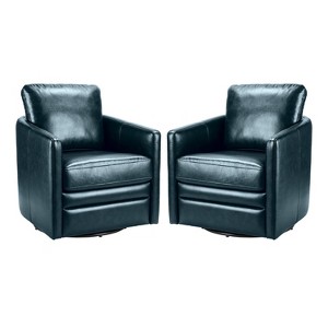 Set of 2 Hugo Transitional Wooden Upholstered Swivel Chair With Metal Base For Bedroom And Living Room| Artful Living Design - 1 of 4