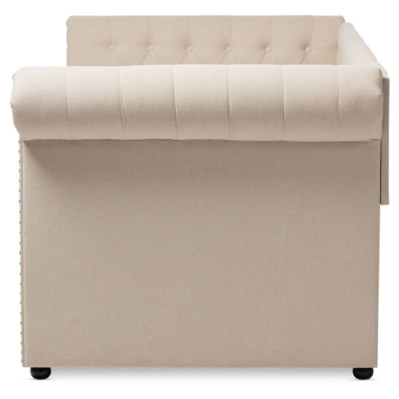 Twin Mabelle Modern and Contemporary Fabric Trundle Daybed - Baxton Studio, 4 of 7