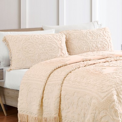 Blush Cotton Medallion Chenille Standard Pillow Sham