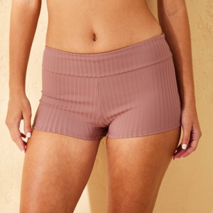 Women's Ribbed Mid-Rise Swim Shorts - Shade & Shore™ Mauve - 1 of 4
