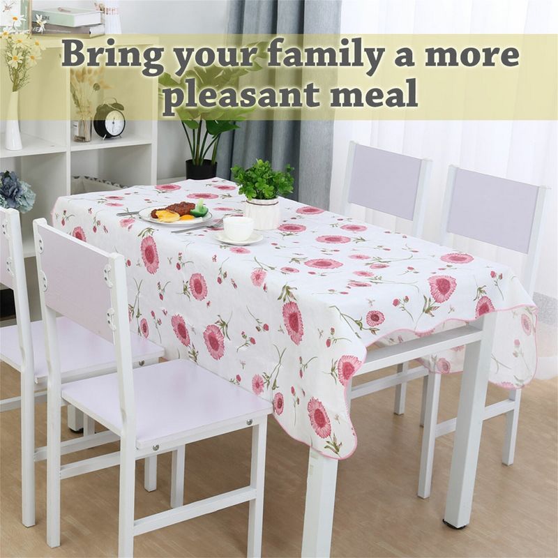 PiccoCasa Rectangle Vinyl Water Oil Resistant Printed Tablecloths Pink Flower 41"x60", 3 of 5