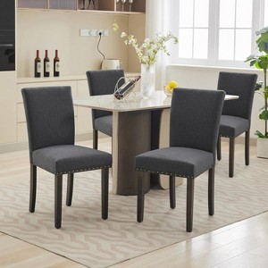 Dining Chairs Set Upholstered Parsons Dining Chairs with Nailhead Trim and Solid Wood Legs for Kitchen/Living Room/Restaurant - 1 of 4