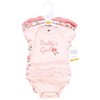 Hudson Baby Infant Girl Cotton Bodysuits, Coral Floral Daddys Girl - 2 of 4