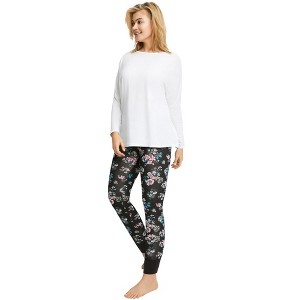 ellos Women's Plus Size Rib Trim Sleep Leggings - 1 of 4