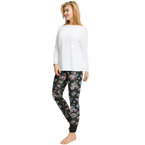 Ellos Women's Plus Size Rib Trim Sleep Leggings, 2x - Black Multi Floral :  Target