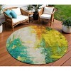 Green And Gold Abstract Washable Indoor Outdoor Area Rug - 2 of 4