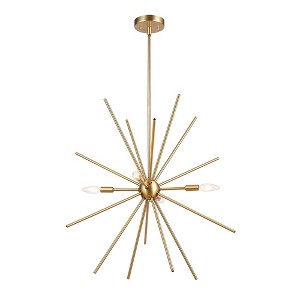 Novogratz X Globe Celeste 4-Light Matte Brass Chandelier - Globe Electric: Sputnik Pendant, Dining Room Fixture - 1 of 4