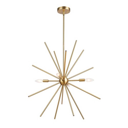 Novogratz X Globe Celeste 4-Light Matte Brass Chandelier - Globe Electric: Sputnik Pendant, Dining Room Fixture - image 1 of 4