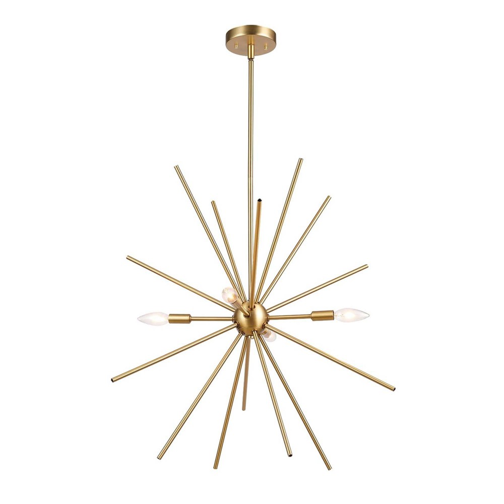 Photos - Chandelier / Lamp Novogratz X Globe Celeste 4-Light Matte Brass Chandelier - Globe Electric