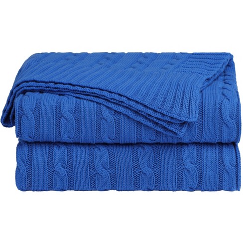 Piccocasa Cotton Cable Soft Couch Decorative Knitted Throw Blanket