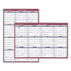Vertical/Horizontal Wall Calendar, 24 x 36, White/Blue/Red Sheets, 12-Month (Jan to Dec): 2025 - 1 of 4