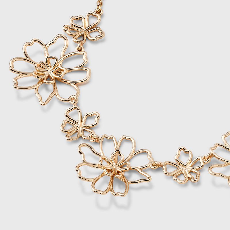 Gold Flowers Statement Necklace - A New Day&#8482; Gold, 5 of 7