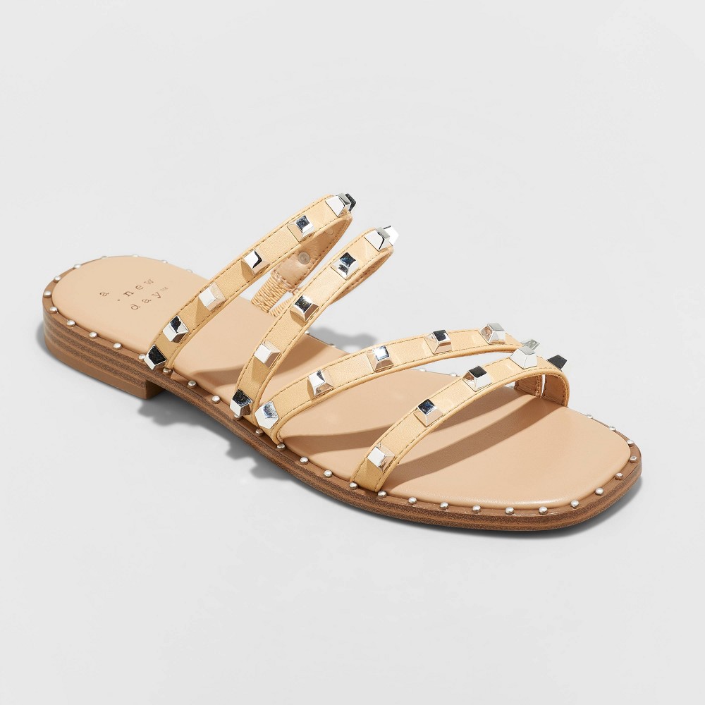 Women's Hollis Embellished Slide Sandals - A New Day Tan 7.5