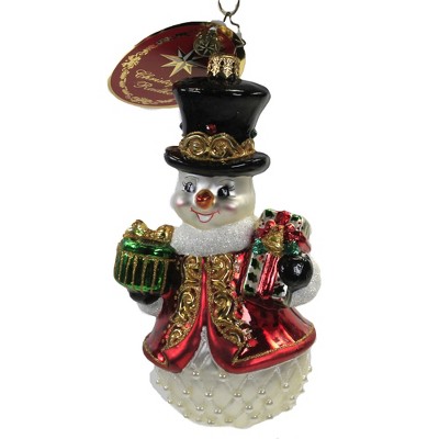 Christopher Radko 6.0" Royal Gift Giving Snowman Ornament Top Hat Christmas  -  Tree Ornaments