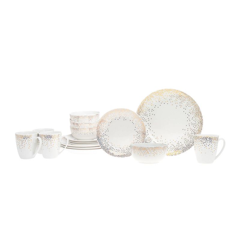 16pk Porcelain Alora Glam Dinnerware Set - Godinger Silver, 4 of 5