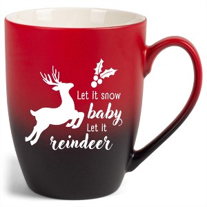 Elanze Designs Let It Snow Baby Let It Reindeer Two Toned Ombre Matte Red and Black 12 ounce Ceramic Stoneware Coffee Cup Mug - 1 of 4