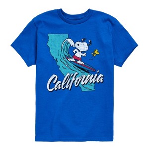 Boys' - Peanuts - California Surfing Snoopy And Woodstock Short Sleeve Graphic T-Shirt - 1 of 4