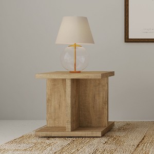 23.5" Mango Wood Square End Table with Open Storage, Perfect for Modern and Rustic Living Spaces - 1 of 4