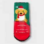 Toddler 2pk Buffalo Check Plaid & Golden Retriever Cozy Crew Socks with Gift Card Holder - Wondershop™ Red/Black