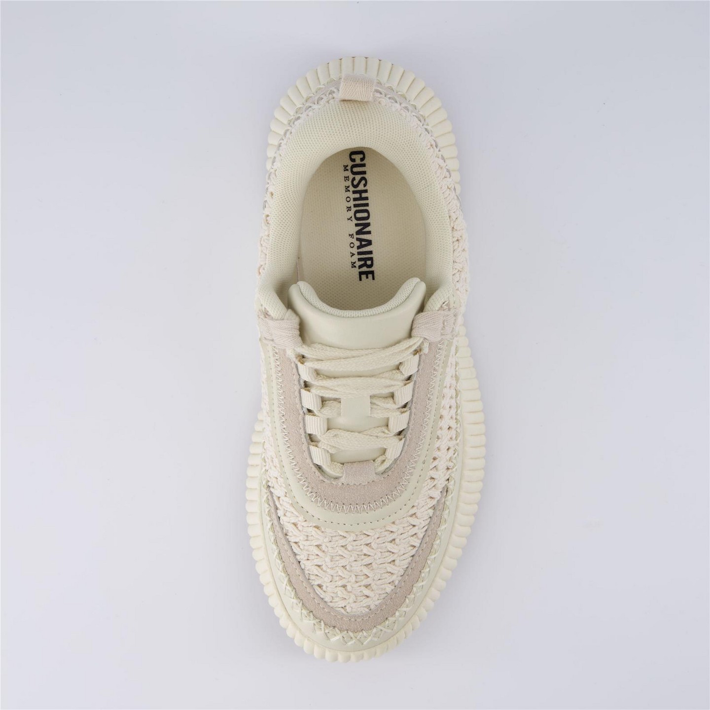 Женские кроссовки CUSHIONAIRE Loop Lace up Woven Platform Sneaker +Comfort Foam, Beige, цвет: Бежевый — фото 6