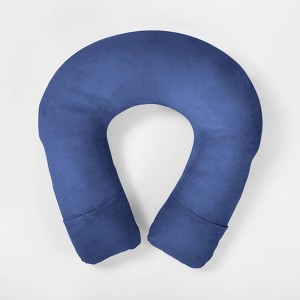 Sensory-Friendly Water-Resistant U-Shaped Body Pillow with Pockets & Machine-Washable Cover Blue - Pillowfort