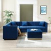 Luxurious 100.8 Velvet Upholstered U-Shaped Corner Sectional Sofa with Ottoman, Vertical Channel Tufting, Gold Base, and 4 Pillows - 3 of 4